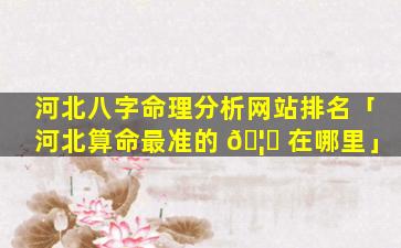 河北八字命理分析网站排名「河北算命最准的 🦁 在哪里」